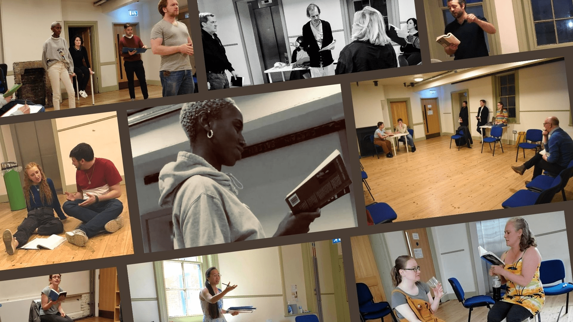 Graphic photo montage of various audition / rehearsal images