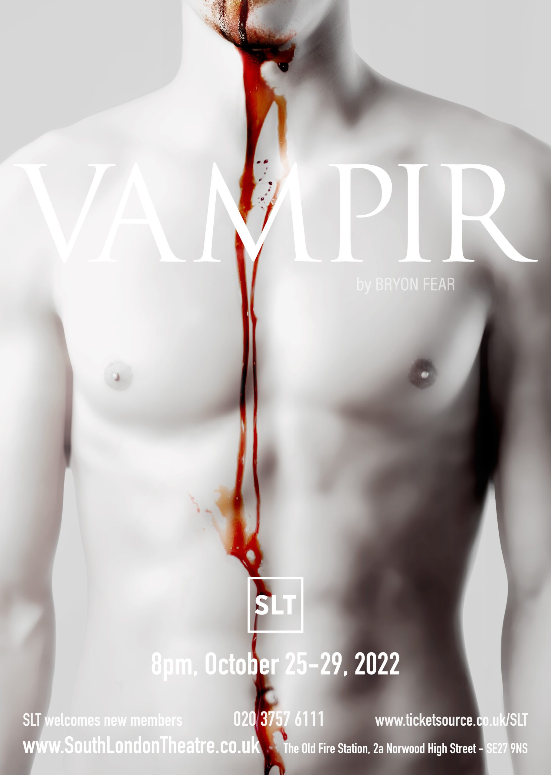 Vampir Poster: visual of male torso with blood running from chin to belly