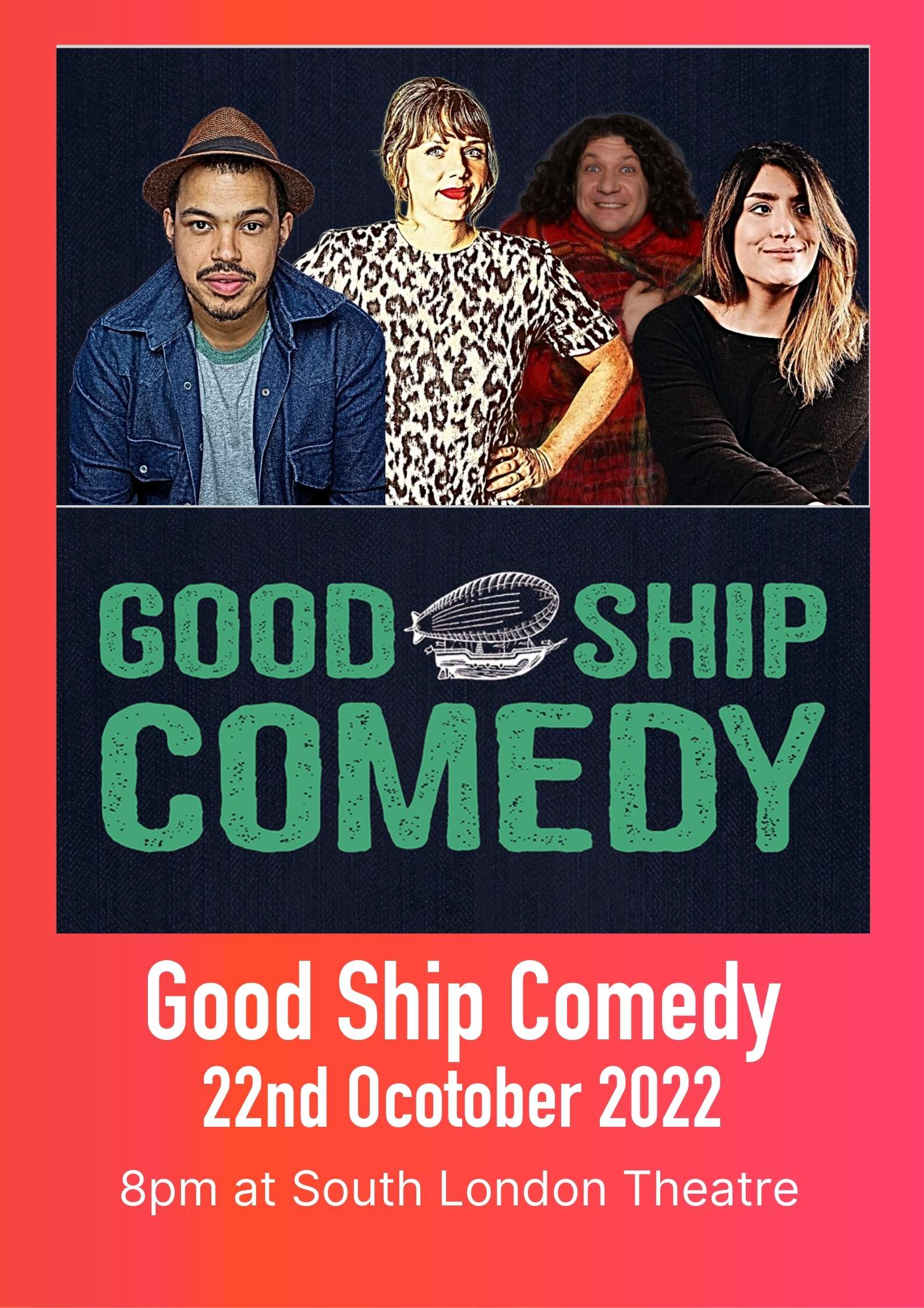 Good Ship Comedy Poster showing four people
