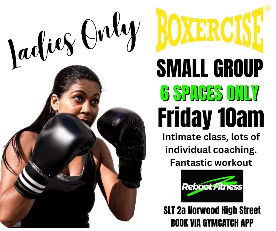 Women standing and sitting with boxing gloves