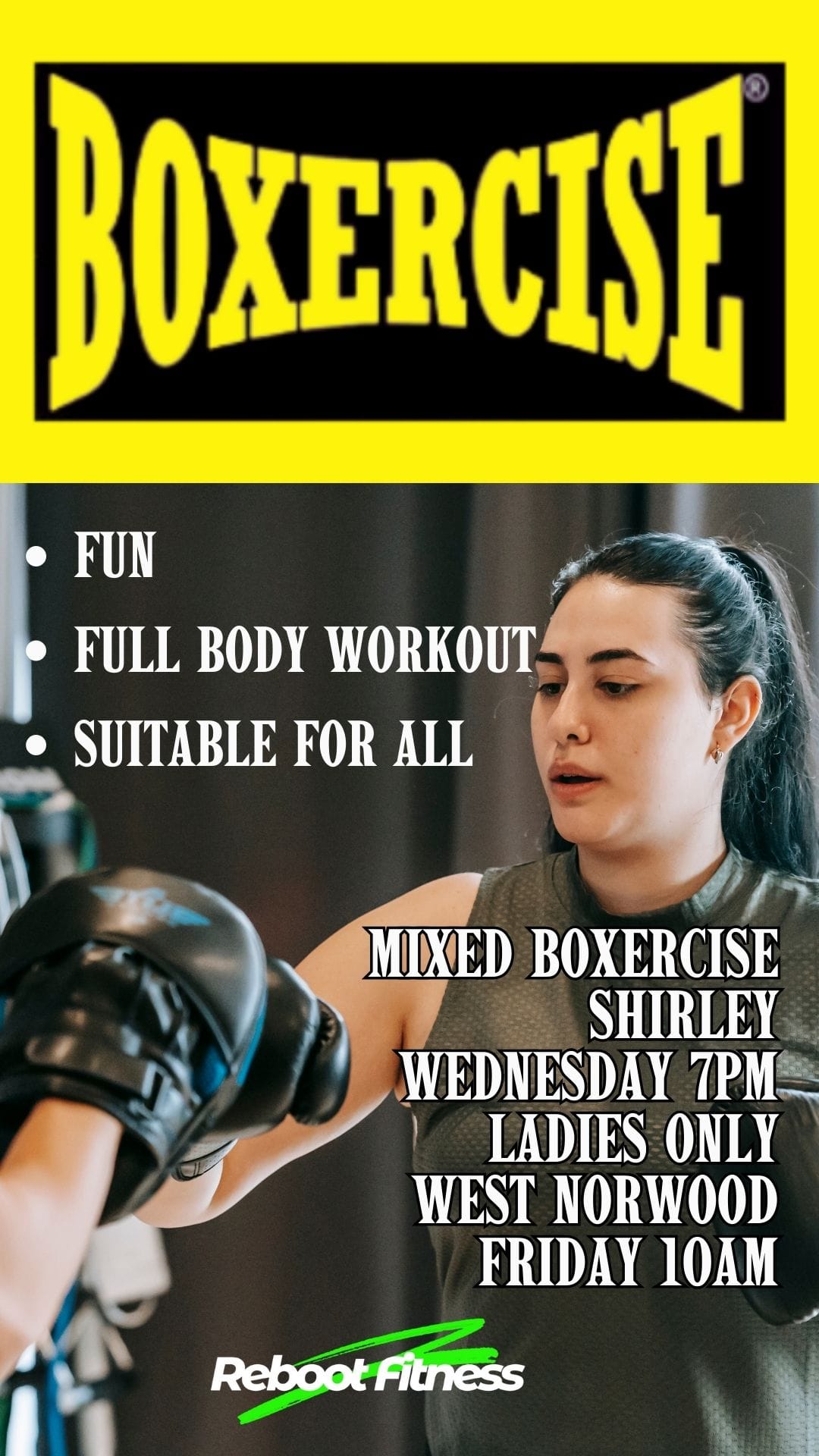 A woman boxing.