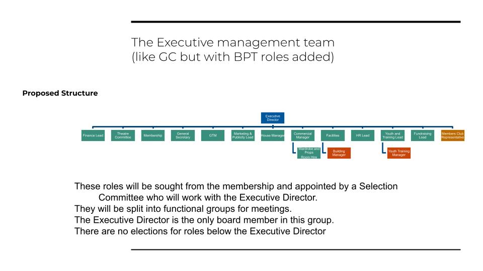 Proposed Executive management team structure chart