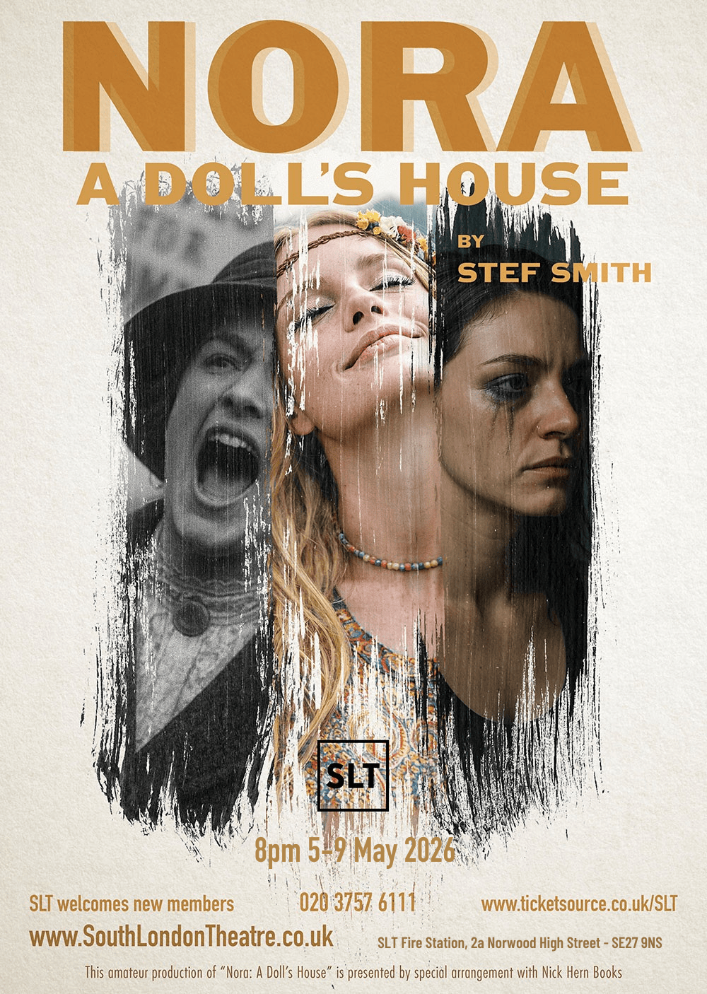 Partial portrait photos side by side of three women from different eras