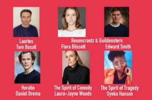 Headshots of six actors cast in Hamlet into the Manosphere