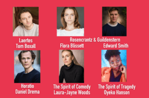 Headshots of six actors cast in Hamlet