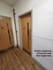 Artistic rendering of new door positioning