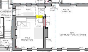 Plan for movement of a door from one room into a corridor