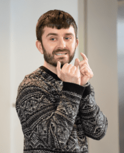 Actor playing Daniel in rehearsal