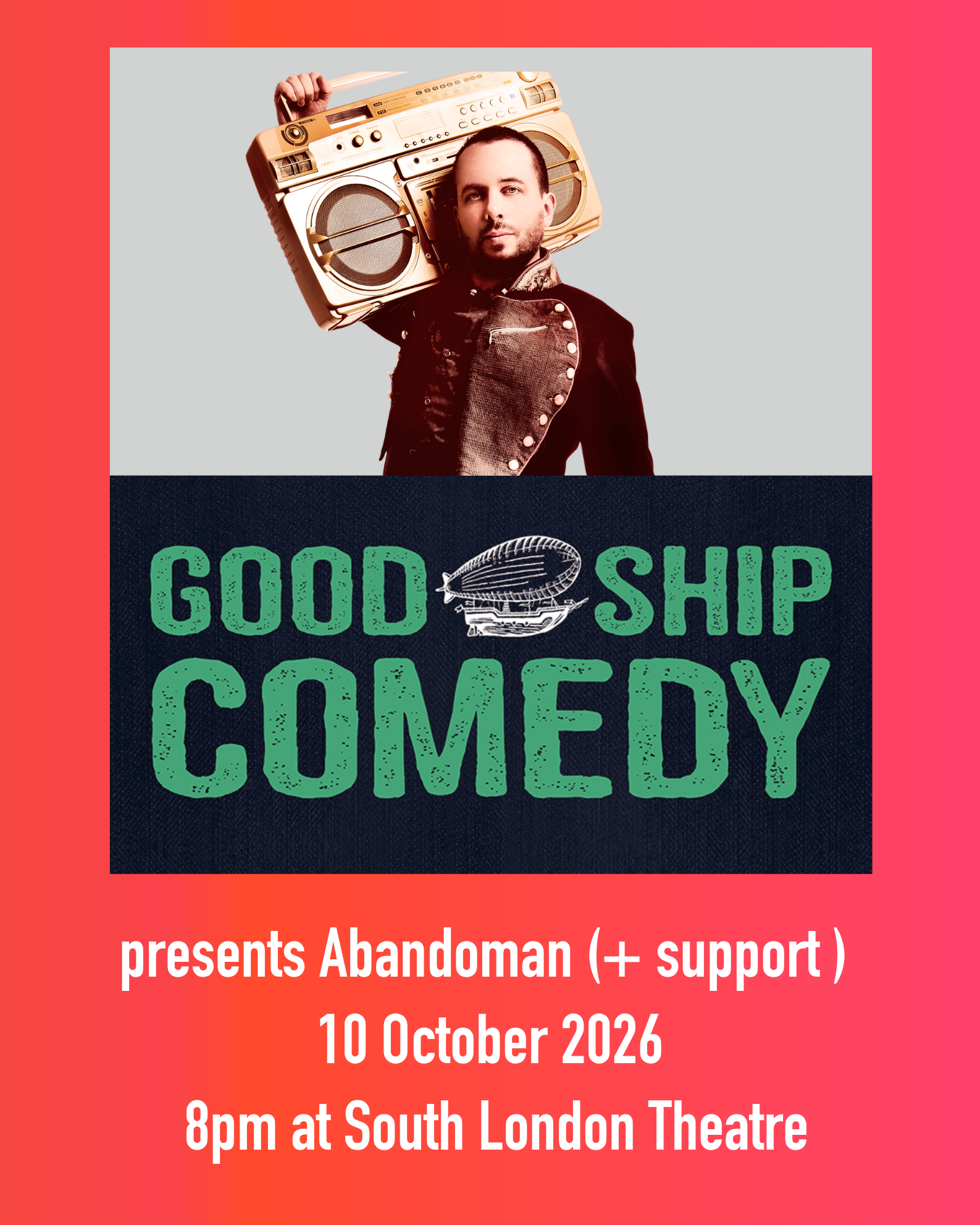 Poster image featuring headshot of Abandon