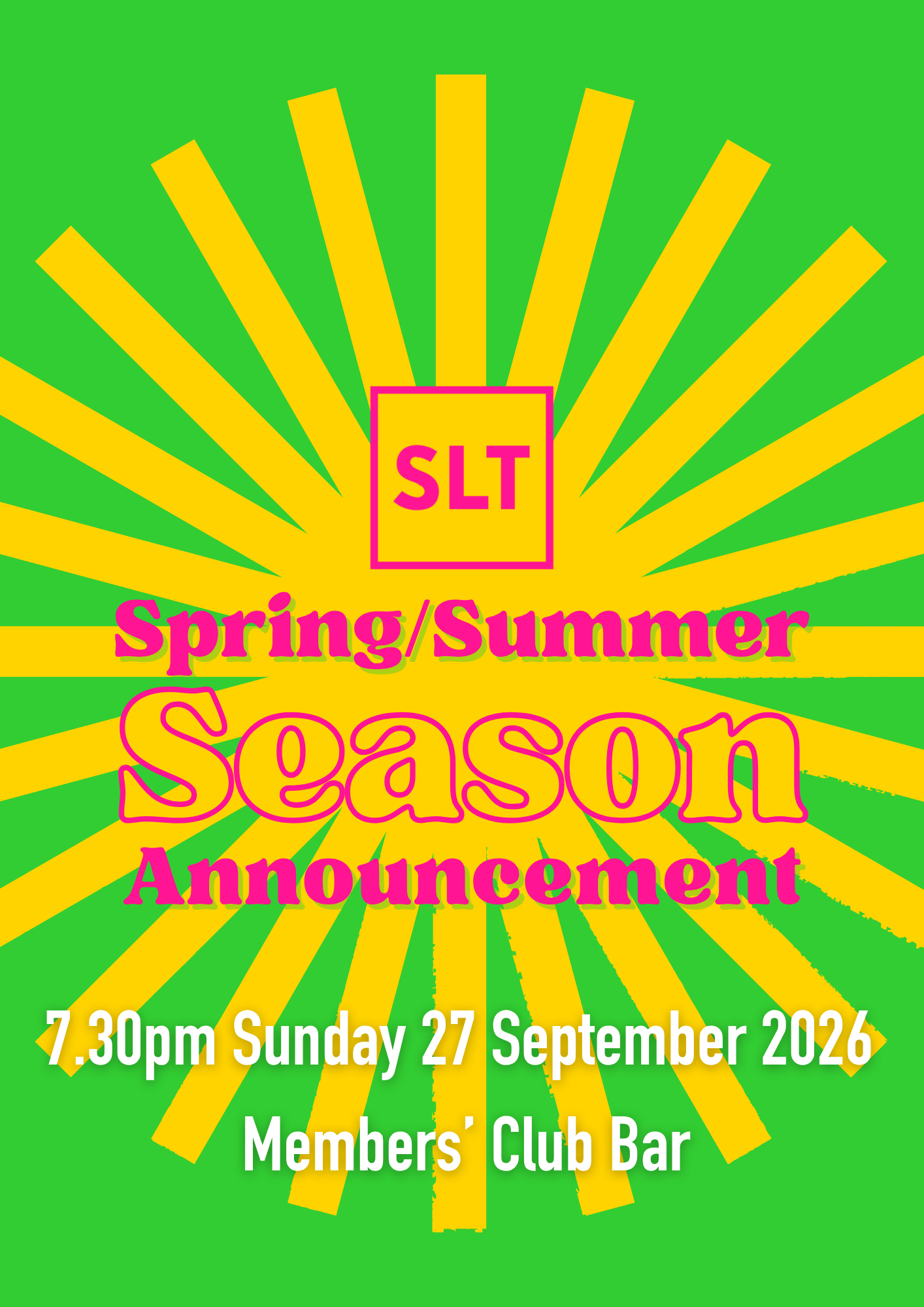 Sunburst yellow graphic on a green background
